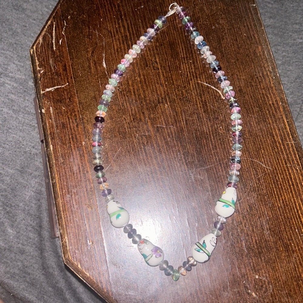 Multicolor glass bead necklace